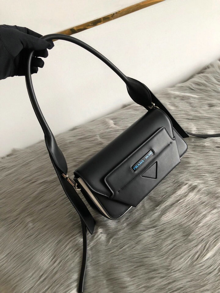 Prada Manuelle Leather Shoulder Bag Black 1BD166