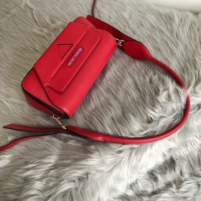 Prada Manuelle Leather Shoulder Bag Red 1BD166