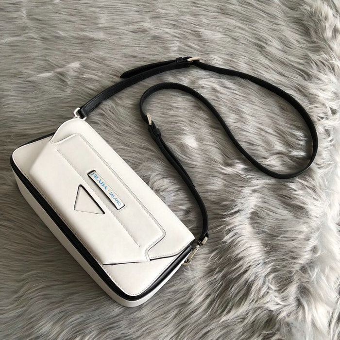 Prada Manuelle Leather Shoulder Bag White 1BD166