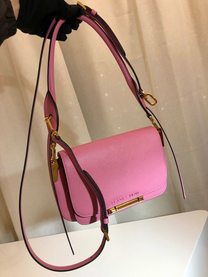 Prada Saffiano Leather Shoulder Bag Pink 1BD165