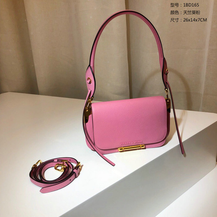 Prada Saffiano Leather Shoulder Bag Pink 1BD165