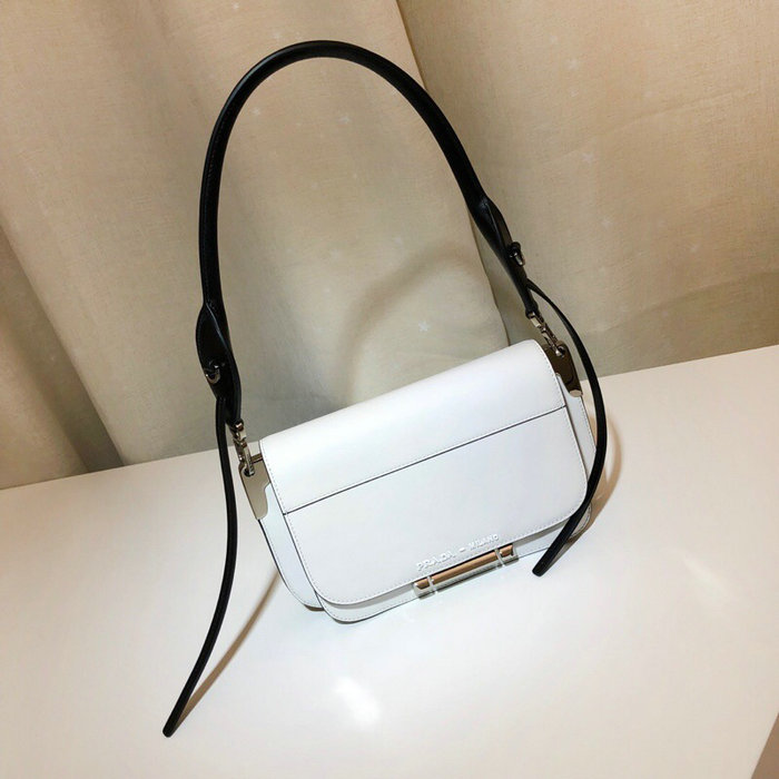 Prada Sybille Leather Shoulder Bag White 1BD165