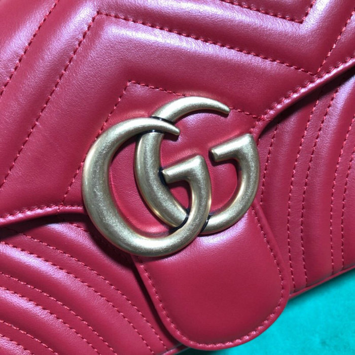 Gucci GG Marmont Matelasse Shoulder Bag Red 443497