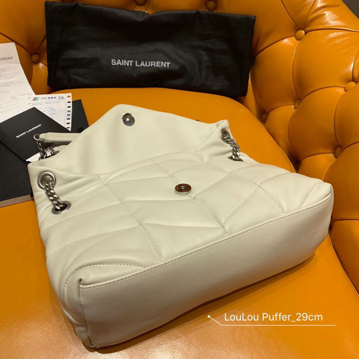 Saint Laurent Loulou Puffer Small Bag White 577476