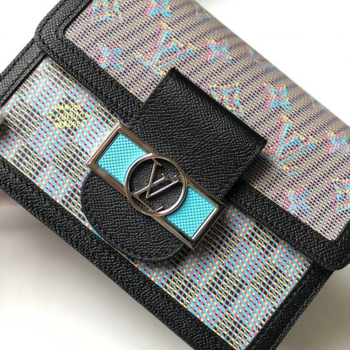 Louis Vuitton Printed Calf Leather Mini Dauphine Blue M55454