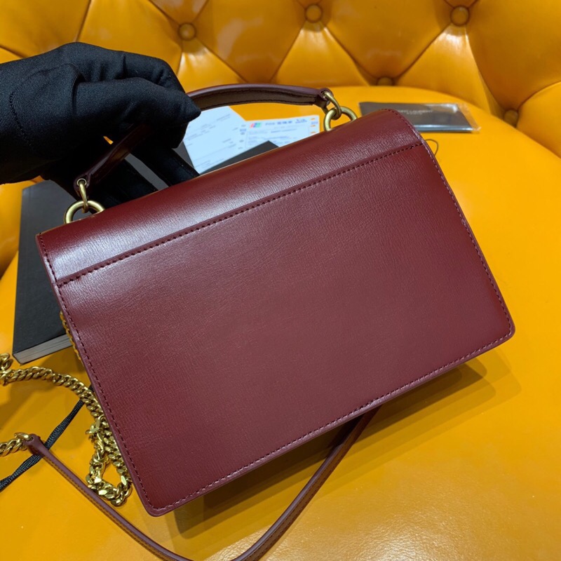 Saint Laurent Sunset Chain Wallet Burgundy 533026