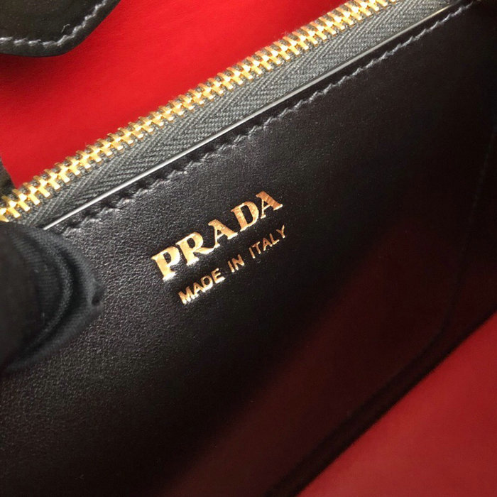 Prada Saffiano Leather Matinee Handbag Black 1BA249