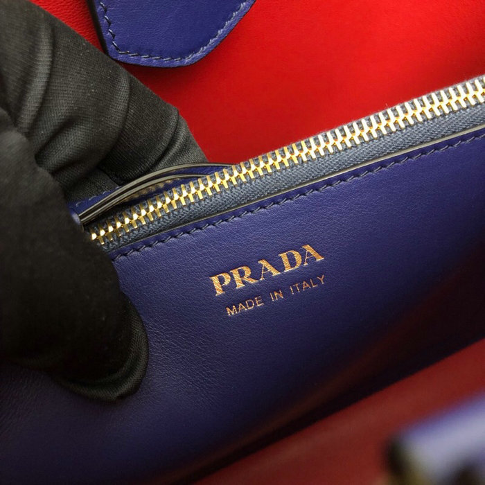 Prada Saffiano Leather Matinee Handbag Blue 1BA249