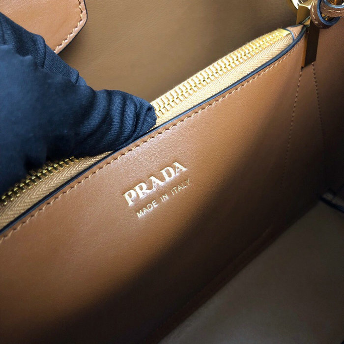 Prada Saffiano Leather Matinee Handbag Brown 1BA249