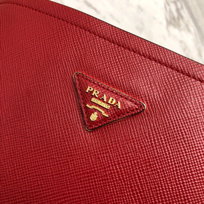 Prada Saffiano Leather Matinee Handbag Red 1BA249