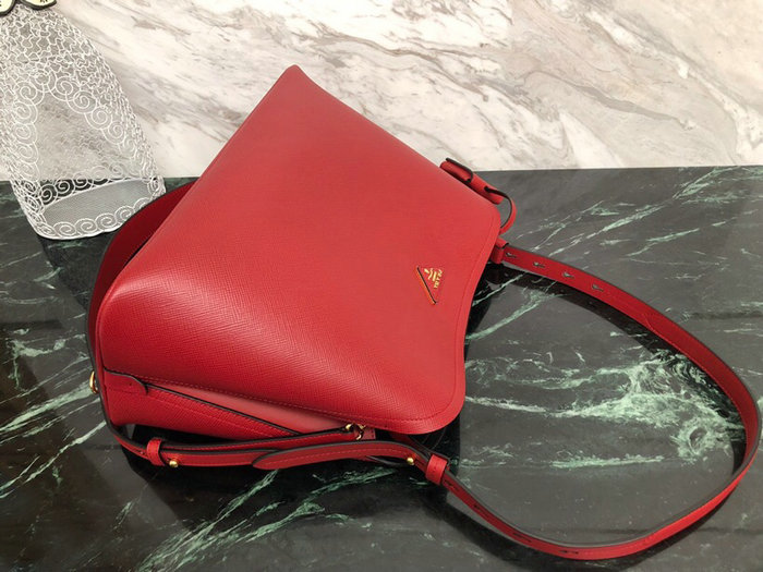 Prada Saffiano Leather Matinee Handbag Red 1BA249