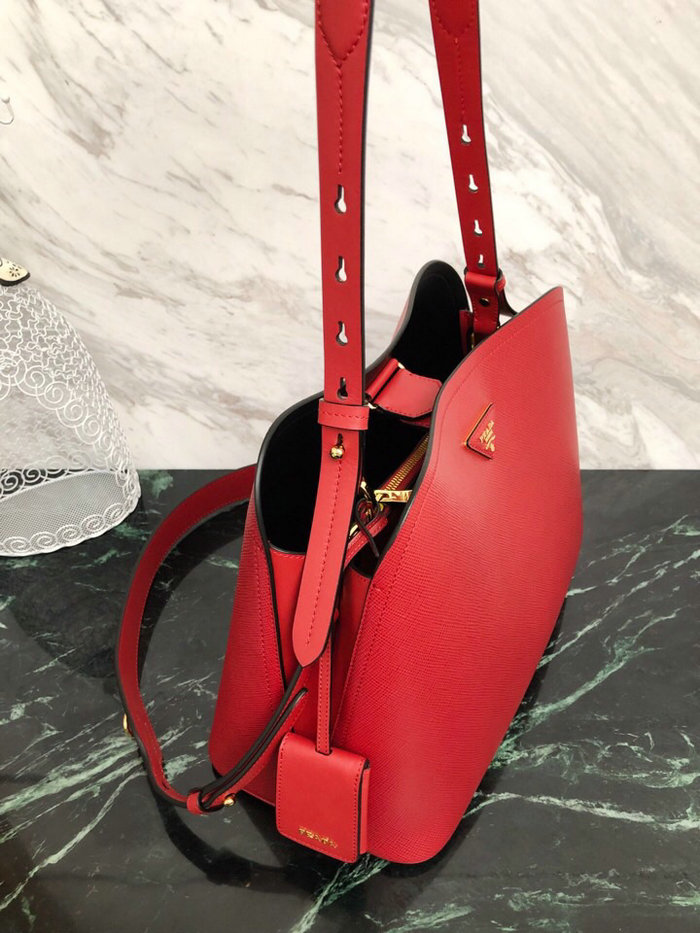 Prada Saffiano Leather Matinee Handbag Red 1BA249