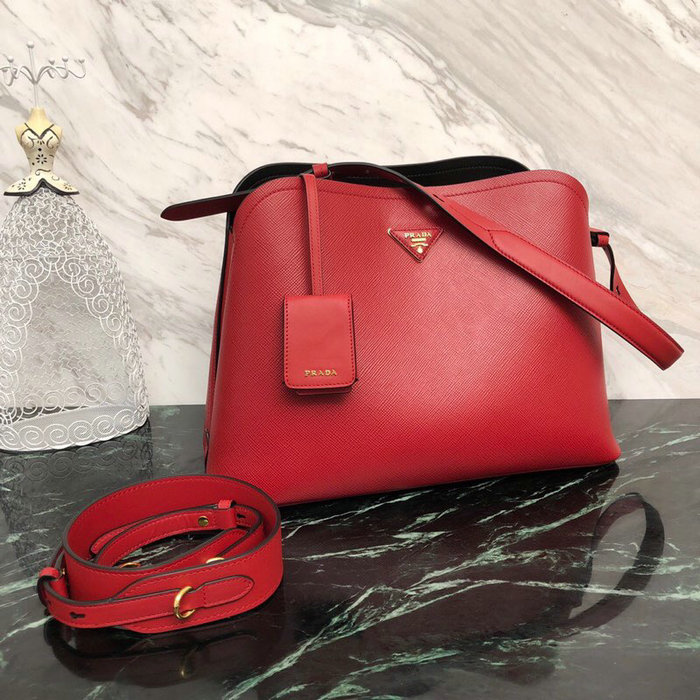 Prada Saffiano Leather Matinee Handbag Red 1BA249