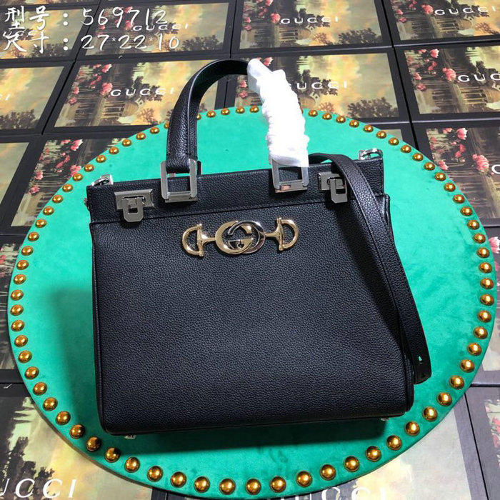 Gucci Grainy Leather Small Top Handle Bag Black 569712