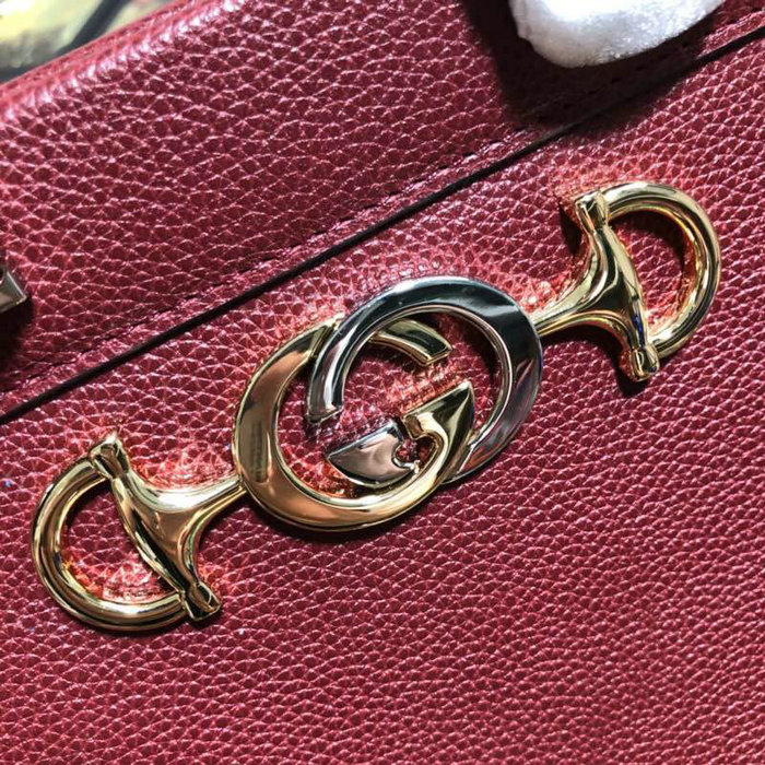 Gucci Grainy Leather Small Top Handle Bag Burgundy 569712