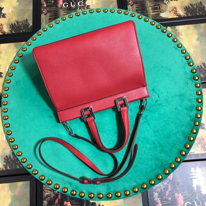 Gucci Grainy Leather Small Top Handle Bag Red 569712