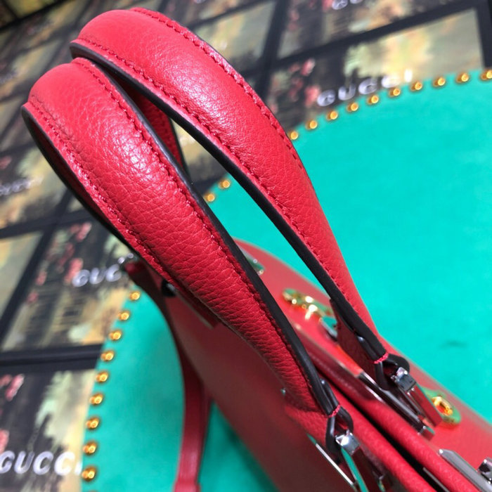 Gucci Grainy Leather Small Top Handle Bag Red 569712