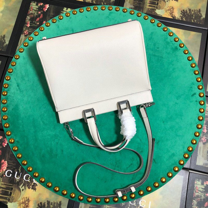 Gucci Grainy Leather Small Top Handle Bag White 569712