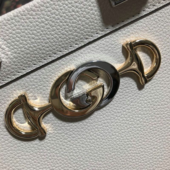 Gucci Grainy Leather Small Top Handle Bag White 569712