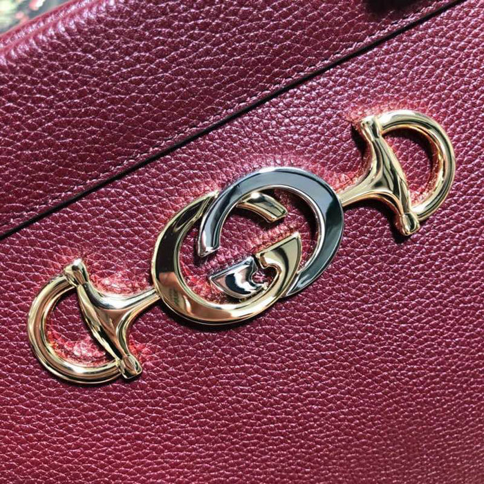 Gucci Zumi Grainy Leather Medium Top Handle Bag Burgundy 564714