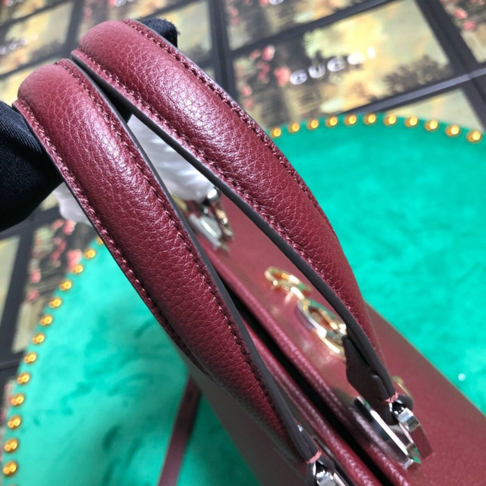 Gucci Zumi Grainy Leather Medium Top Handle Bag Burgundy 564714