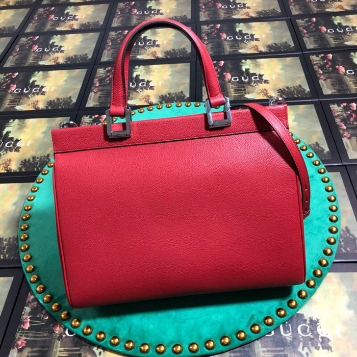 Gucci Zumi Grainy Leather Medium Top Handle Bag Red 564714