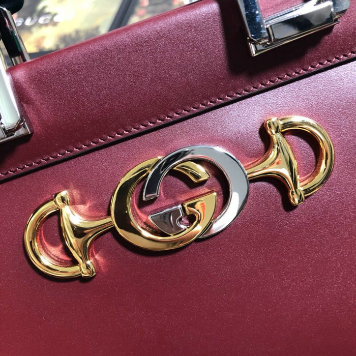 Gucci Zumi Smooth Leather Small Top Handle Bag Burgundy 569712