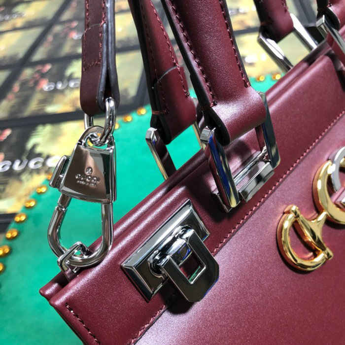 Gucci Zumi Smooth Leather Small Top Handle Bag Burgundy 569712