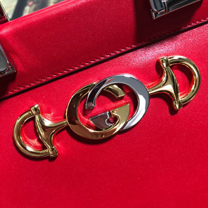 Gucci Zumi Smooth Leather Small Top Handle Bag Red 569712