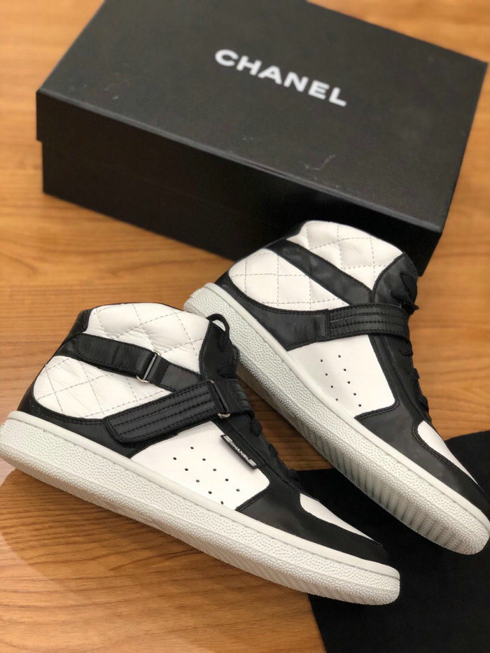 Chanel Calfskin Sneaker Black and White C10051