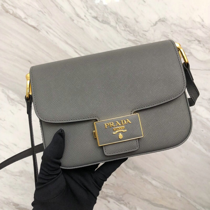 Prada Embleme Saffiano Leather Bag Grey 1BD217