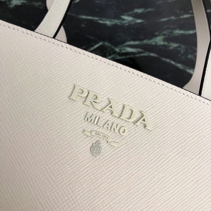 Prada Saffiano Leather Tote Bag White 1BG288