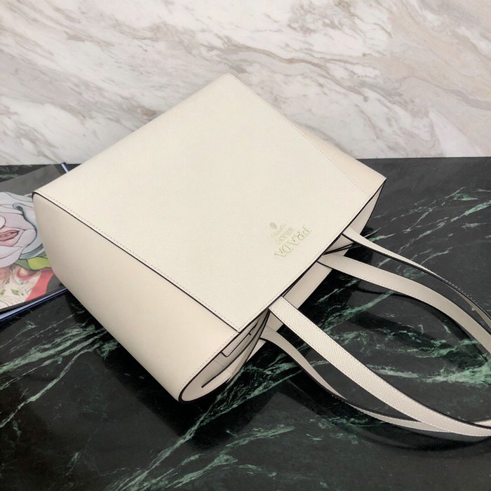 Prada Saffiano Leather Tote Bag White 1BG288