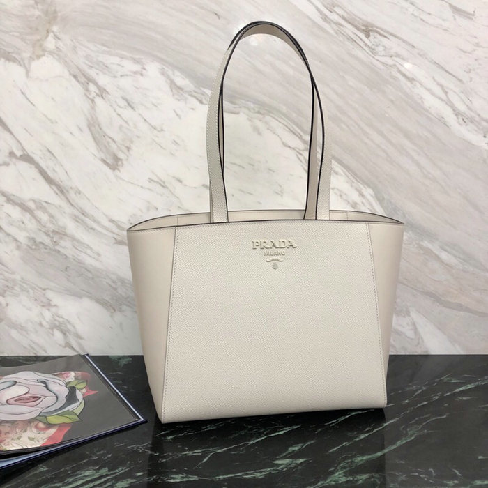 Prada Saffiano Leather Tote Bag White 1BG288