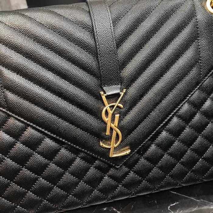 Saint Laurent Black Envelope Large Bag with Gold Hardware 487198