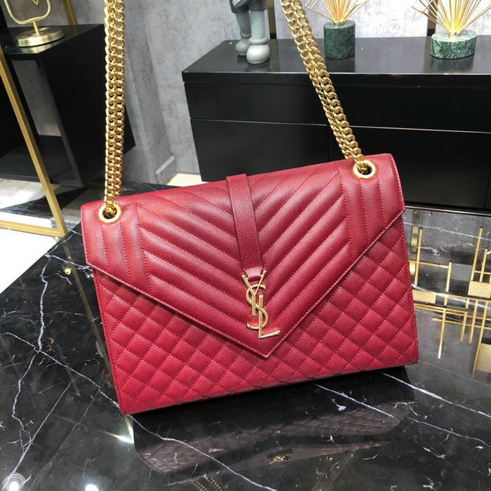 Saint Laurent Envelope Large Bag Dark Red 487198