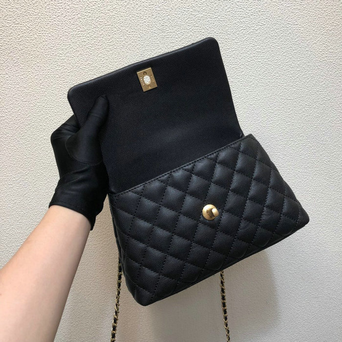 Chanel Small Flap Bag with Top Handle Black A92990