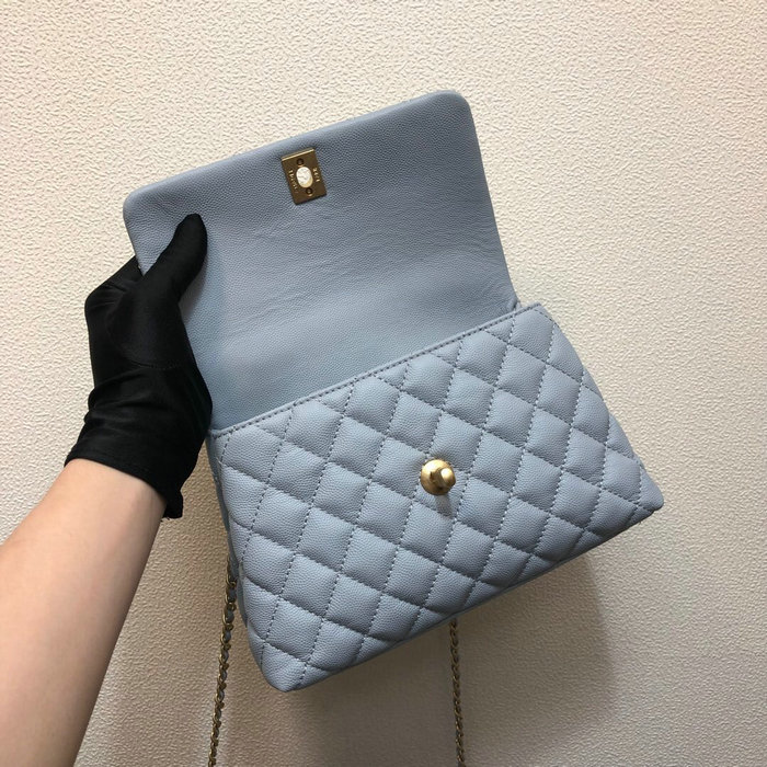 Chanel Small Flap Bag with Top Handle Blue A92990