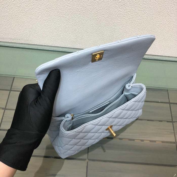 Chanel Small Flap Bag with Top Handle Blue A92990