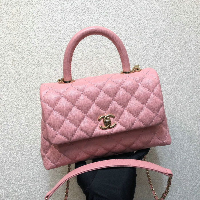 Chanel Small Flap Bag with Top Handle Pink A92990