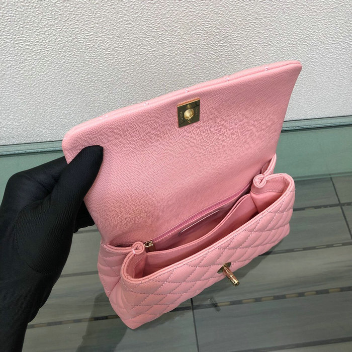 Chanel Small Flap Bag with Top Handle Pink A92990