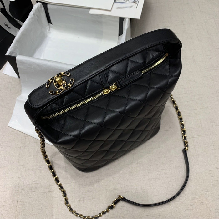 Chanel Calfskin Shoulder Bag Black AS02012