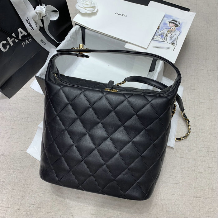 Chanel Calfskin Shoulder Bag Black AS02012