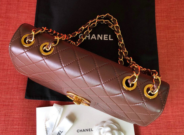 Chanel Lambskin Flap Bag Burgundy A0881