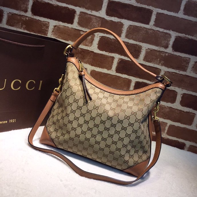 Gucci Brie Women GG canvas Hobo Bag Brown 326514