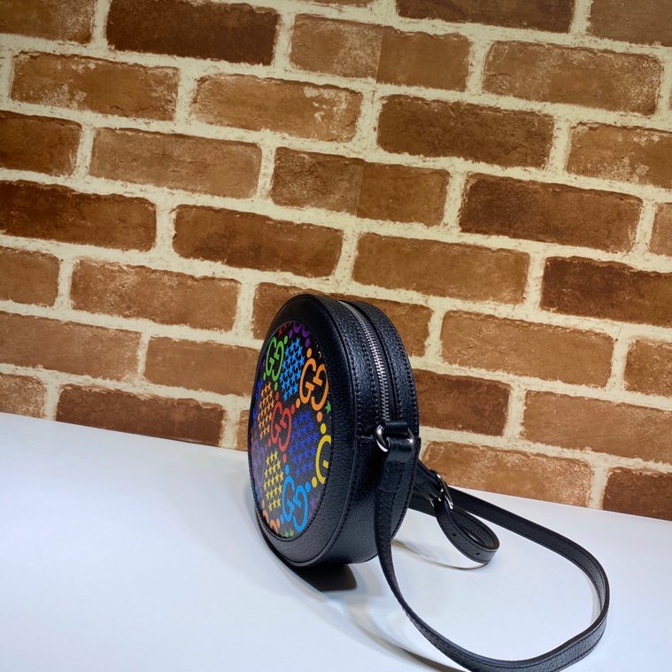 Gucci GG Psychedelic Round Shoulder Bag Black 603938