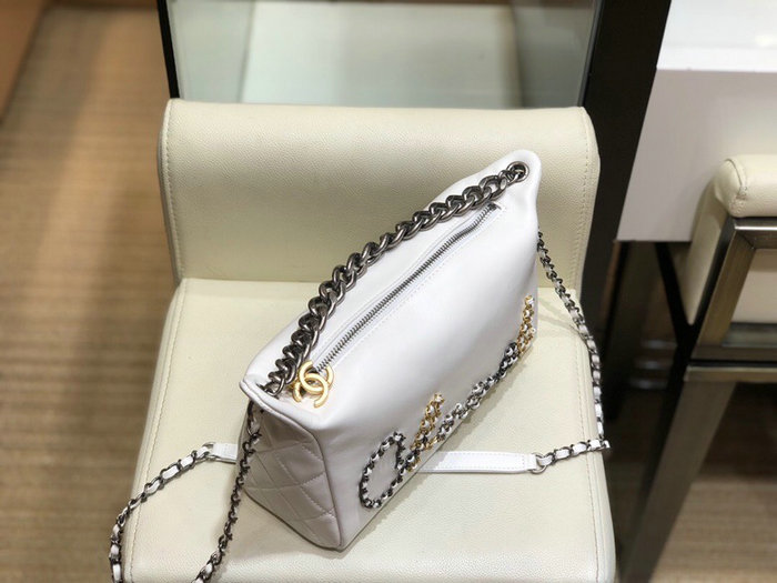 Chanel Calfskin Shoulder Bag White AS1886