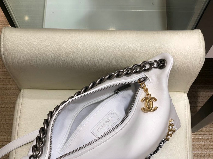 Chanel Calfskin Shoulder Bag White AS1886