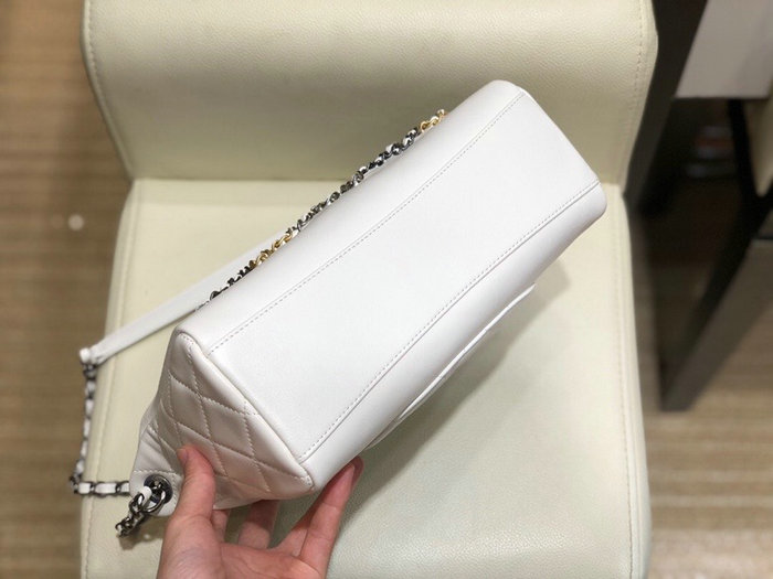 Chanel Calfskin Shoulder Bag White AS1886