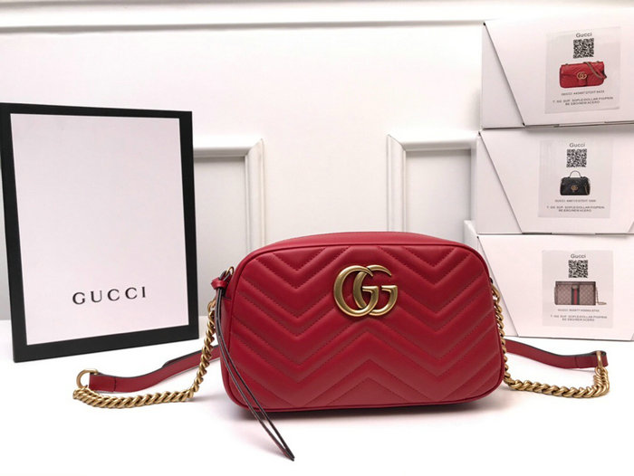 Gucci GG Marmont Small Matelasse Shoulder Bag 447632 Red